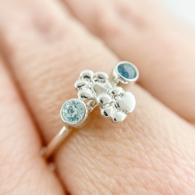 Paw Print Ring With Birthstones