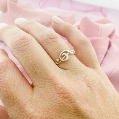 sterling silver treble clef ring