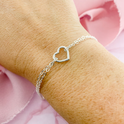 Tiny Silver Heart Bracelet