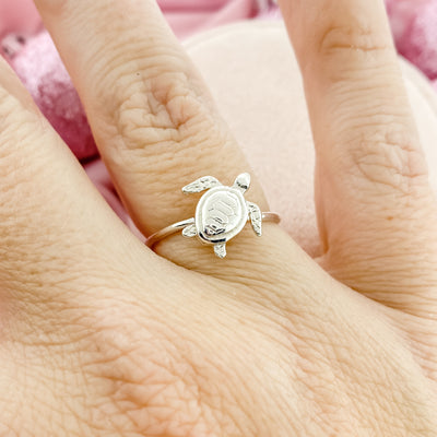 silver sea turtle ring