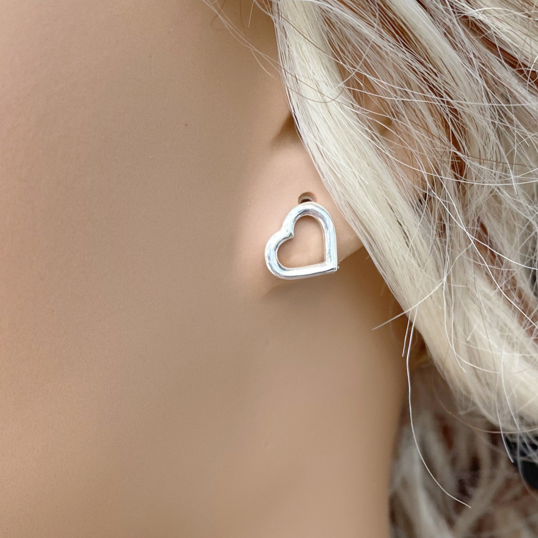 Sterling Silver Open Heart Earrings