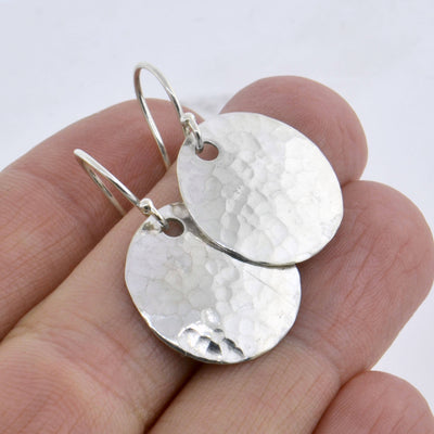 Silver Dangle Disk Earrings - The Jewelry Girls