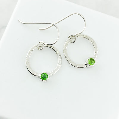 May Birthstone Circle Earrings, Sterling Silver Birthstone Earrings for Her, Small Circle  Earring - The Jewelry Girls