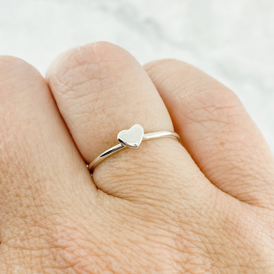 Tiny Heart Silver Ring - The Jewelry Girls